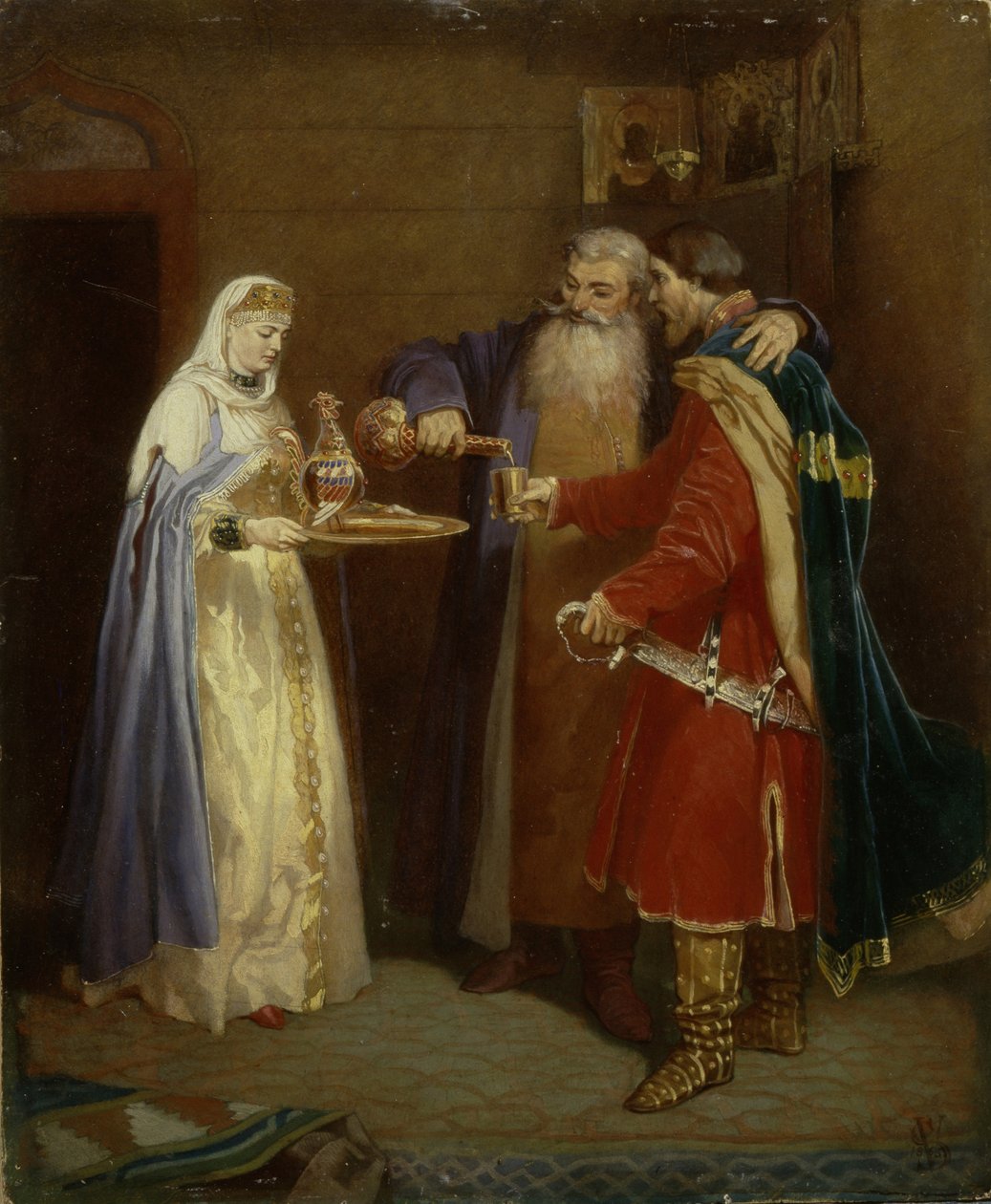 Boyers velkomst Boyer Morozov besøger prins Serebaren, 1865 af Vyacheslav Grigoryevich Schwarz