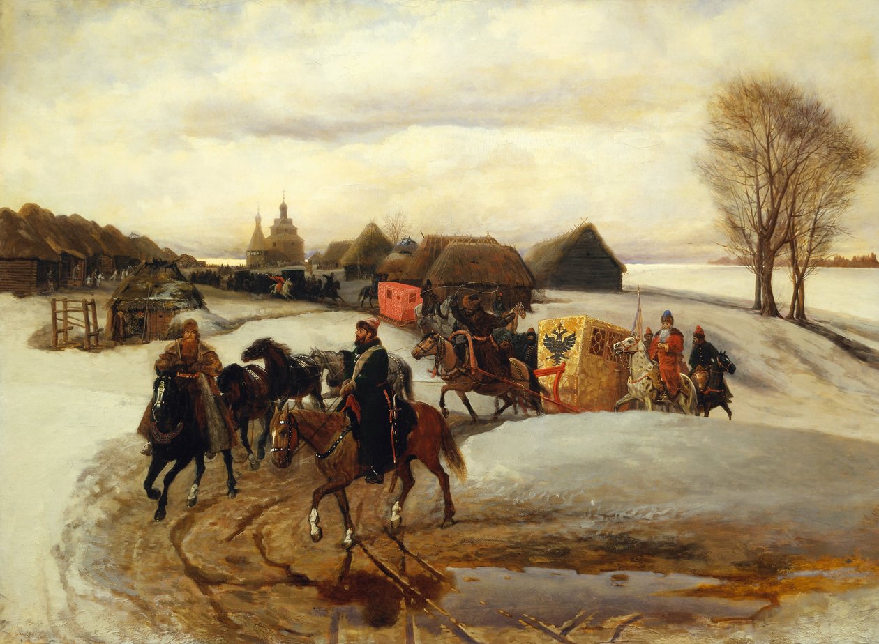 Tsarinaens forårspilgrimsfærd på zar Alexis I Mikhailovichs tid, 1868 af Vyacheslav Grigoryevich Schwarz