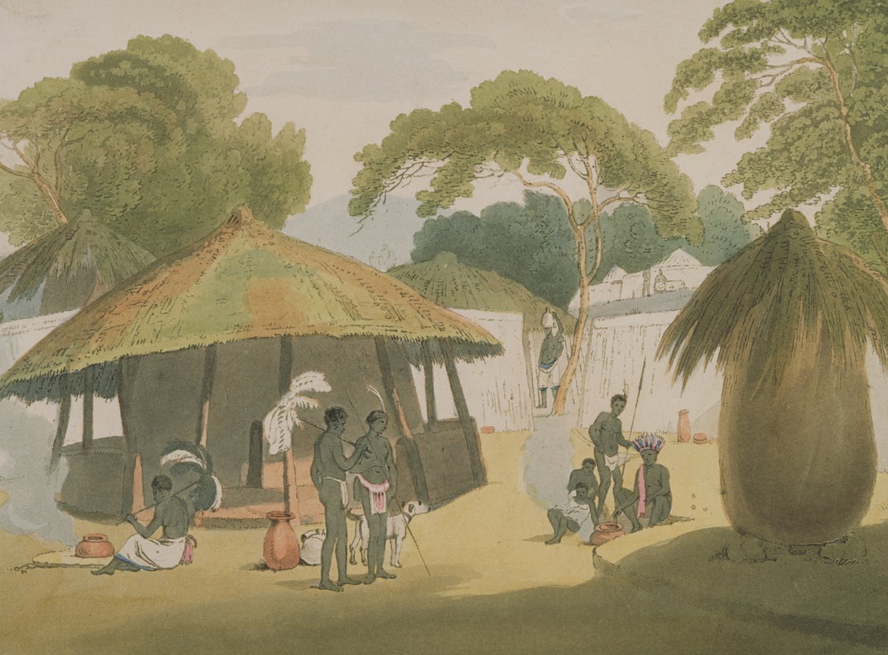 African Village, udgivet 1806 (litografi) af W. Alexander