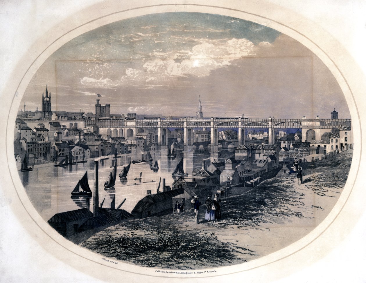 High Level Bridge, Newcastle-Upon-Tyne, ca. 1851 af W. Boozey
