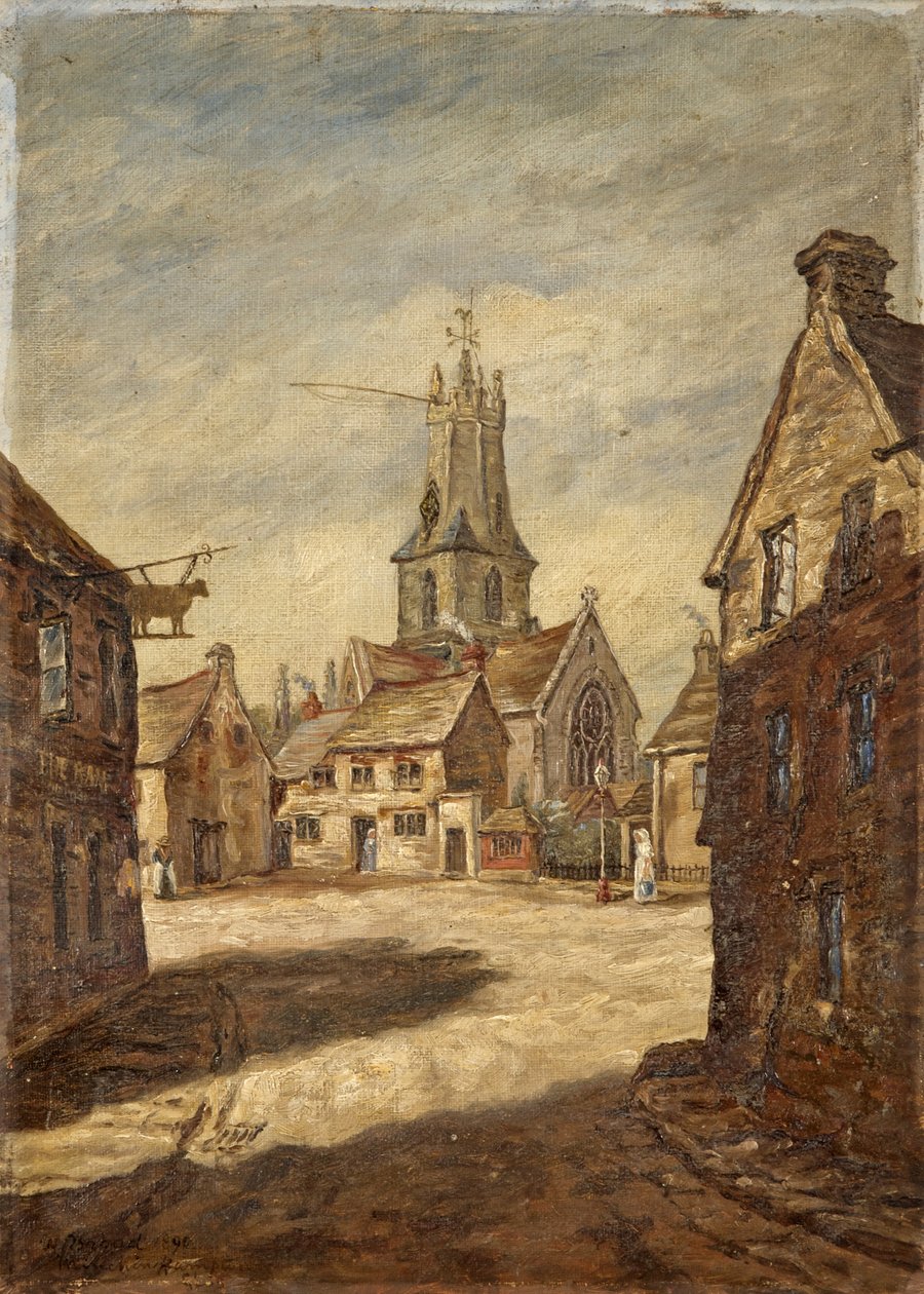 Minchinhampton Church, Stroud, Gloucestershire, ca. 1890 af W. Brigad