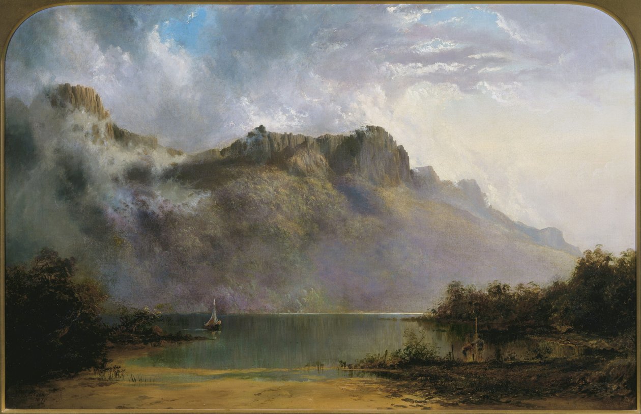 Mount Olympus, Lake St Clair, Tasmanien, kilden til Derwent af W.C. Piguenit