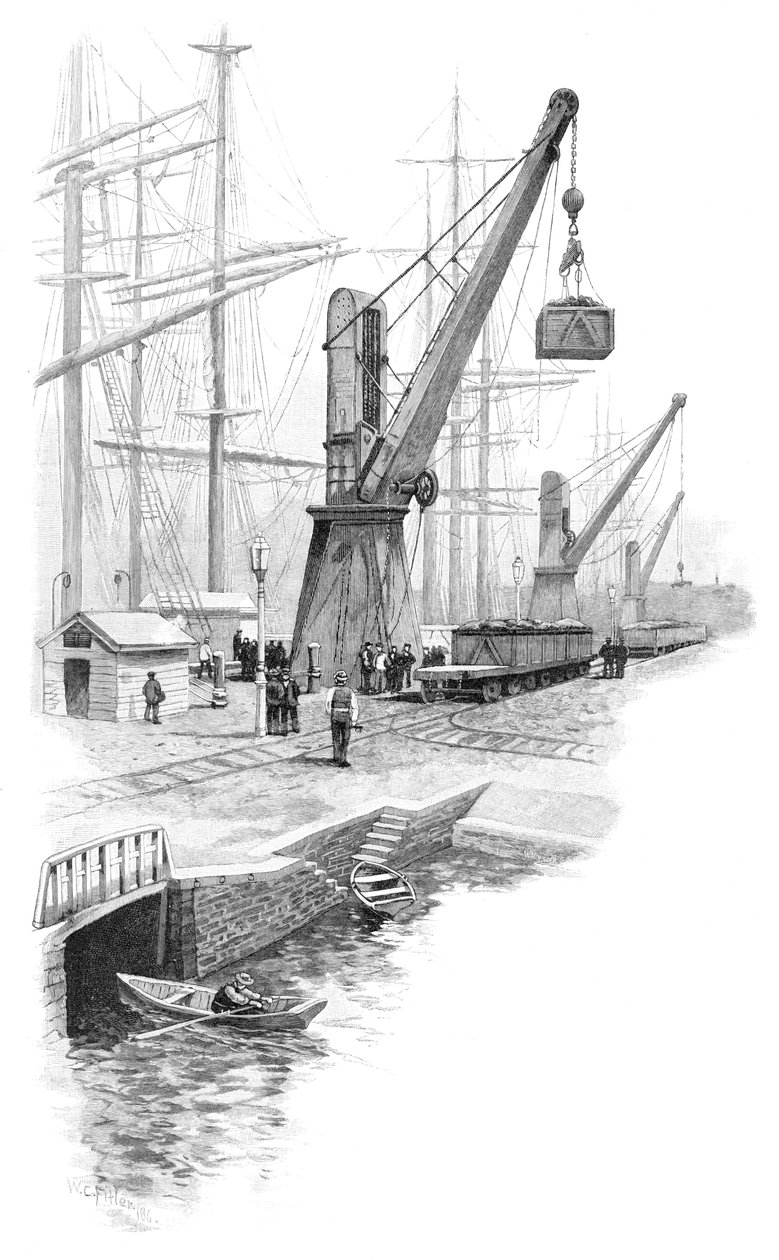 Indlæsning af kul i Newcastle, New South Wales, Australien, 1886. af WC Fitler