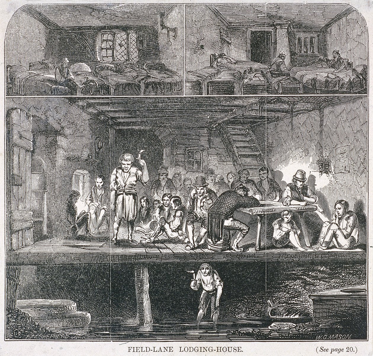 Field Lane Lodging House, London, 1847 af WG Mason