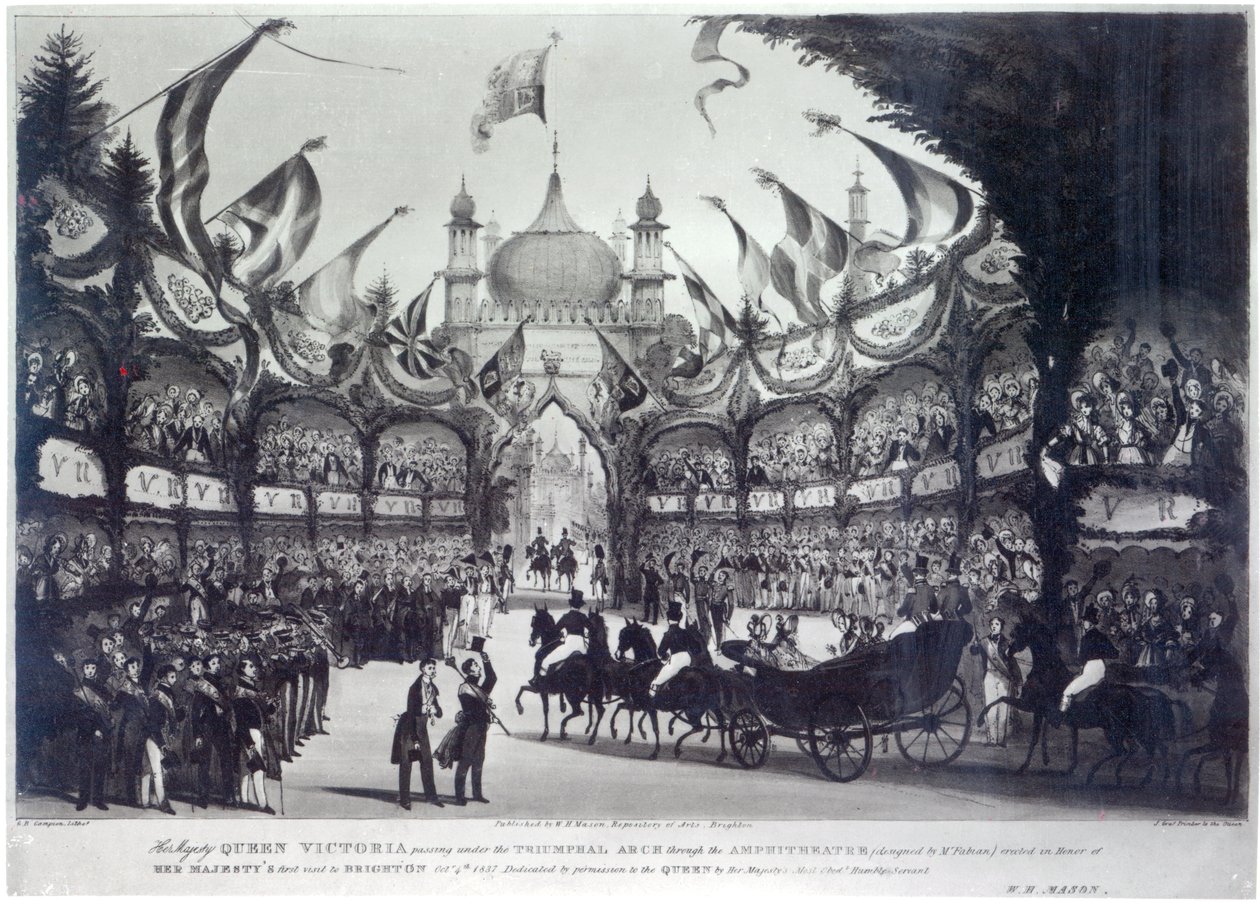 Dronning Victorias første besøg i Brighton, indgraveret af George Bryant Campion, 1837 af W.H. Mason