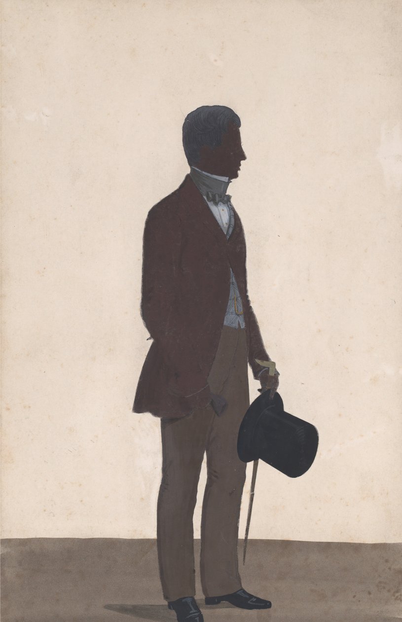 En ung mand, stående, fuld længde silhuet, profil til højre, 1850. af WH Beaumont