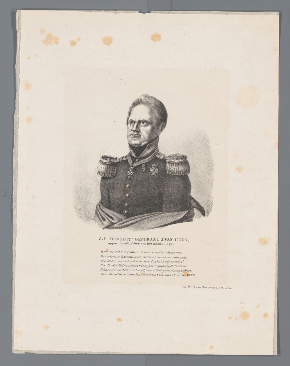 DE. den Luit General J. van Geen, øverstbefalende for den mobile hær (titel på objekt) af W.J. van Oosterzee
