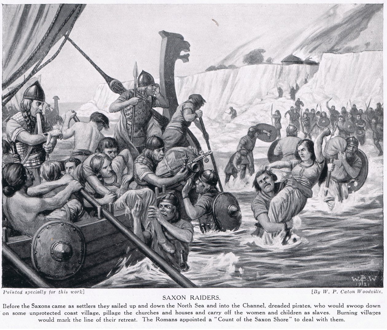 Saxon Raiders, illustration fra "Hutchinson