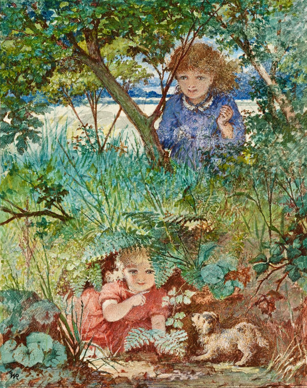 Hide and Seek, ca. 1880 (wc på papir) af W.P. Rhodes