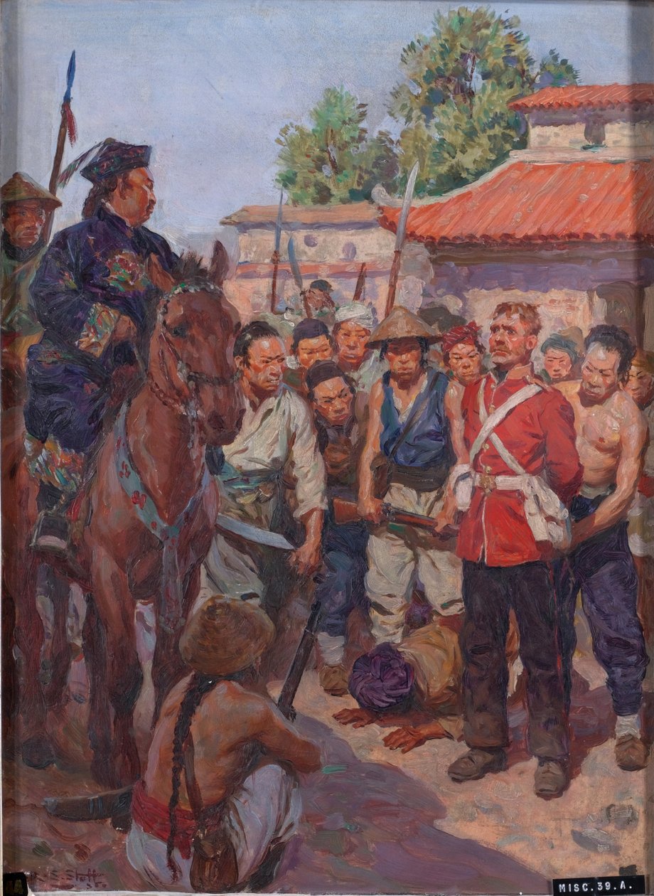 Menig Moyse, The 3rd (East Kent, The Buffs) Regiment of Foot, nægter at trække foran den tartariske mandarin Tsan-koo-lin-sin af W.R.S. Stott