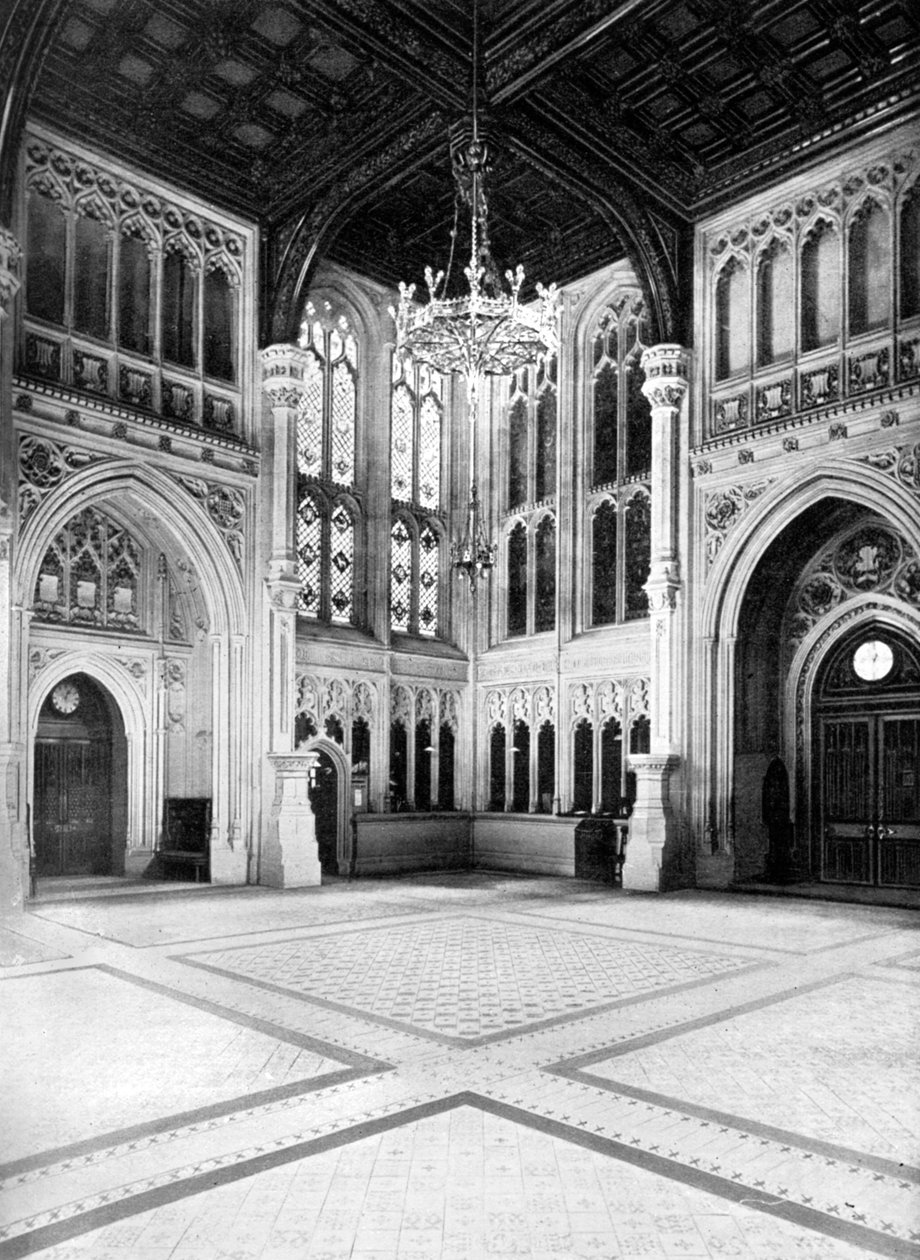 Lobbyen, Underhuset, Westminster, London, c1905. af W.S. Campbell