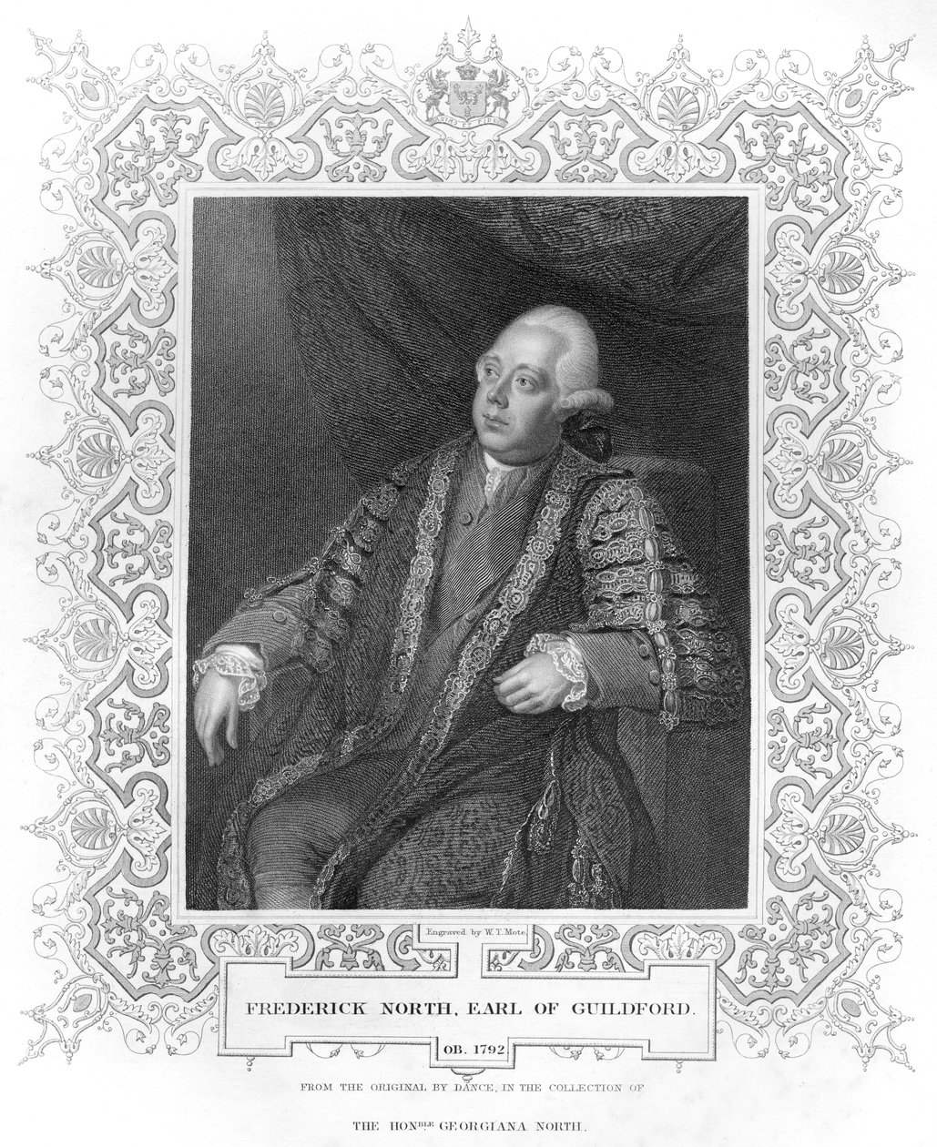 Portræt af Frederick North, jarl af Guildford af W.T. Mote