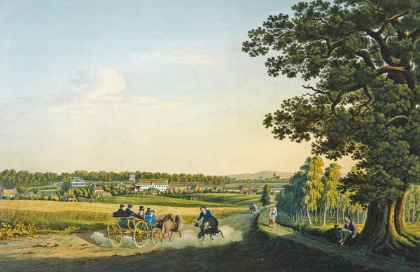 Udsigt over Alt Haldensleben graveret af Carl August Richter (1770-1848) (stik med akvarel) af W. (after) Behrendsen
