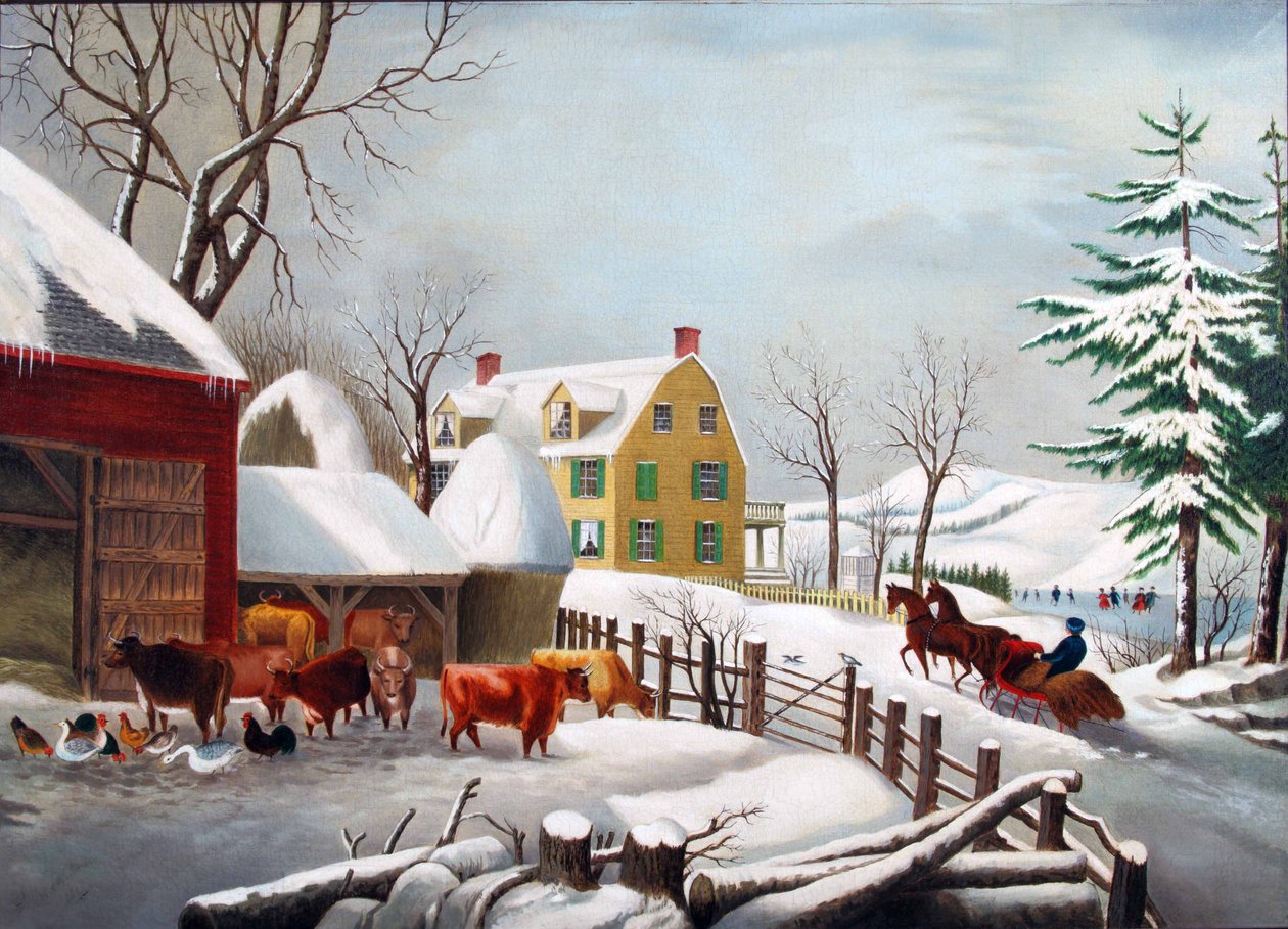 Vintermorgen 1868 (olie på lærred) af W. A. Barbon