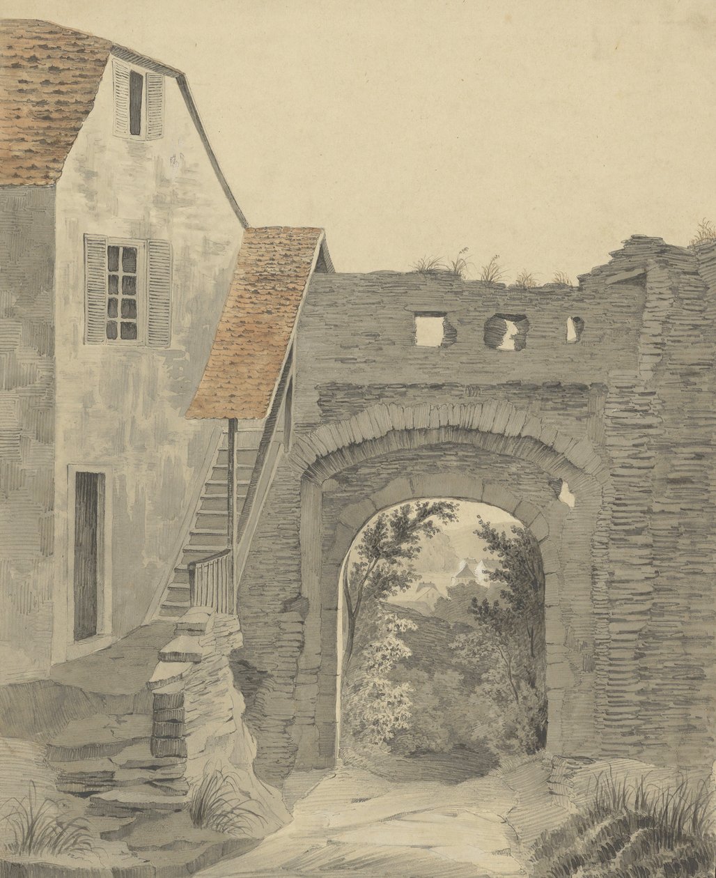 Indgang til Schloss Epstein, 1852. af W. Becker