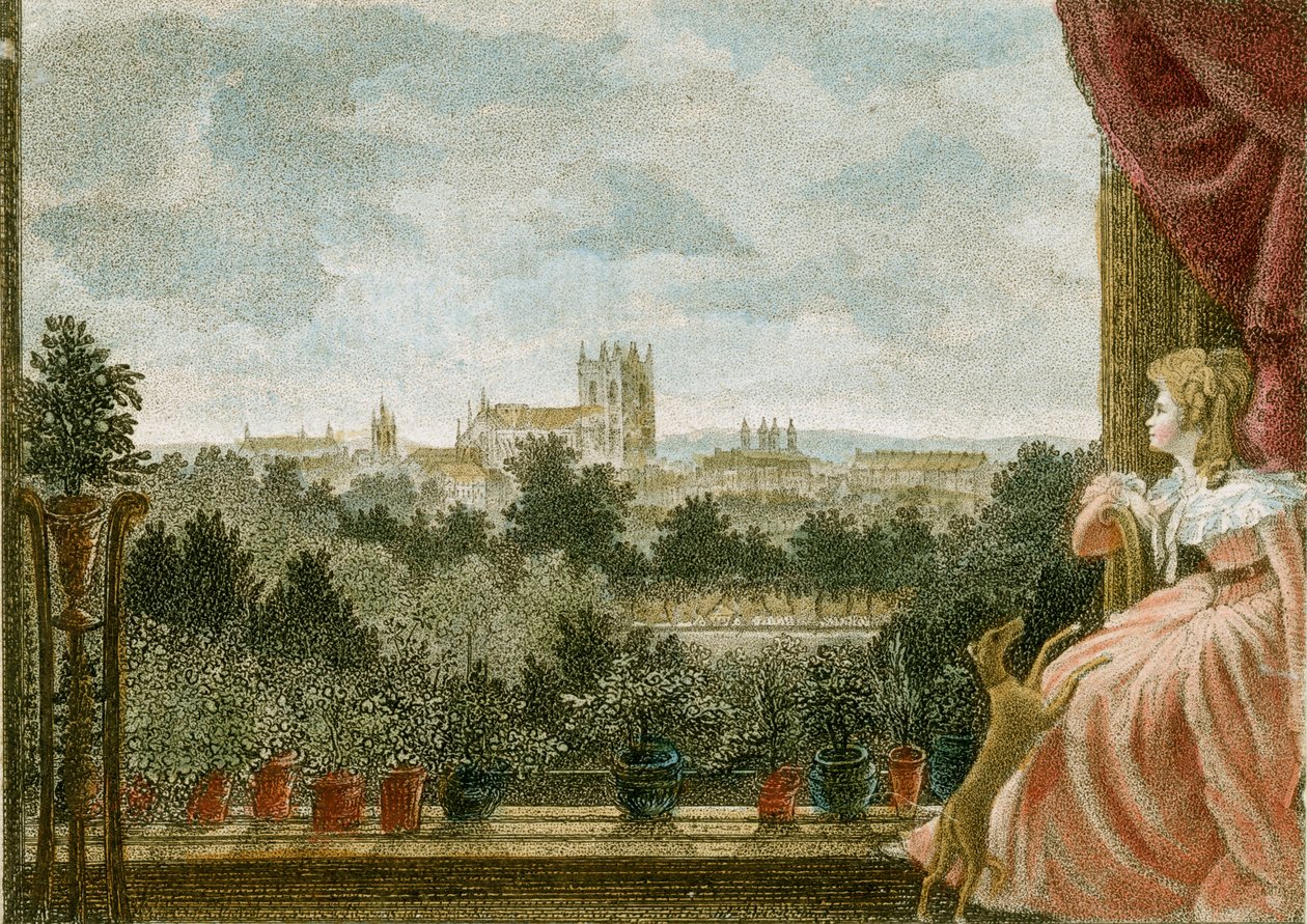 Udsigt fra Mrs Cosways morgenmadslokale i Schomberg House, 80-82 Pall Mall, London, 1789 af W Birch