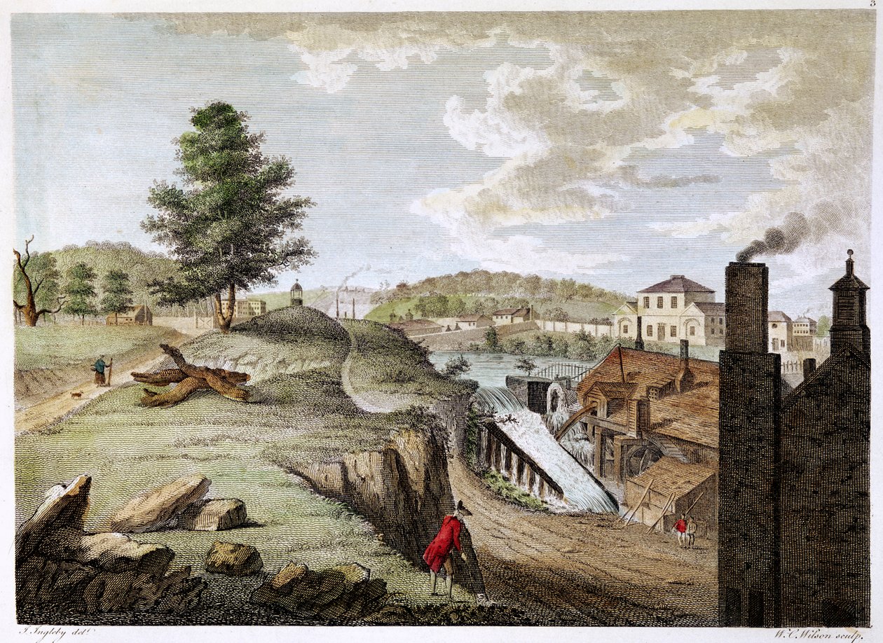 Greenfield Brass Mill nær Holywell, Flintshire, Wales, 1792 af W. C. Wilson