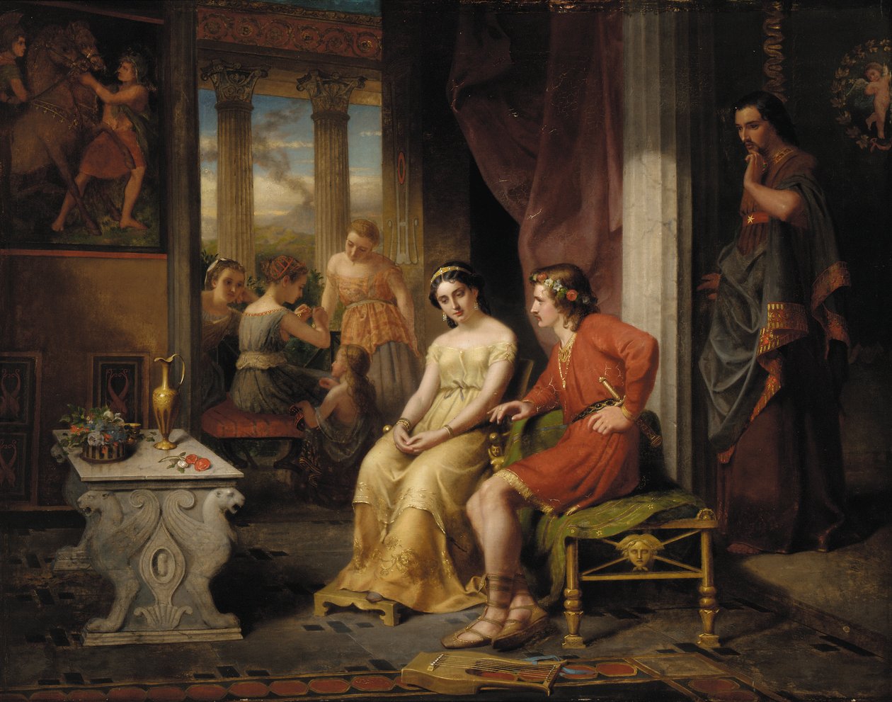 The Last Days of Pompeii: Glaucus and Ione (olie på lærred) af W. Colby