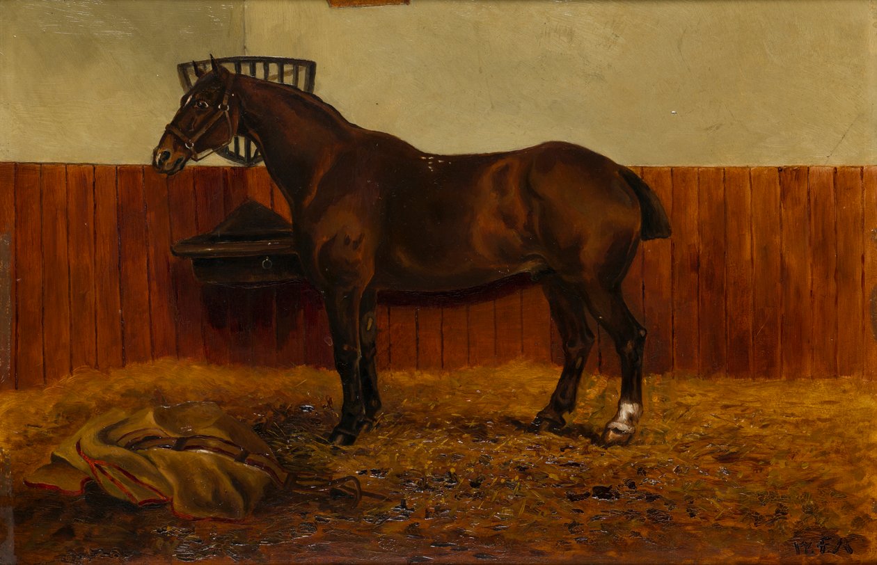 Den gamle kolbe i en stald, ca. 1839-98 (olie om bord) af W. F. Adye