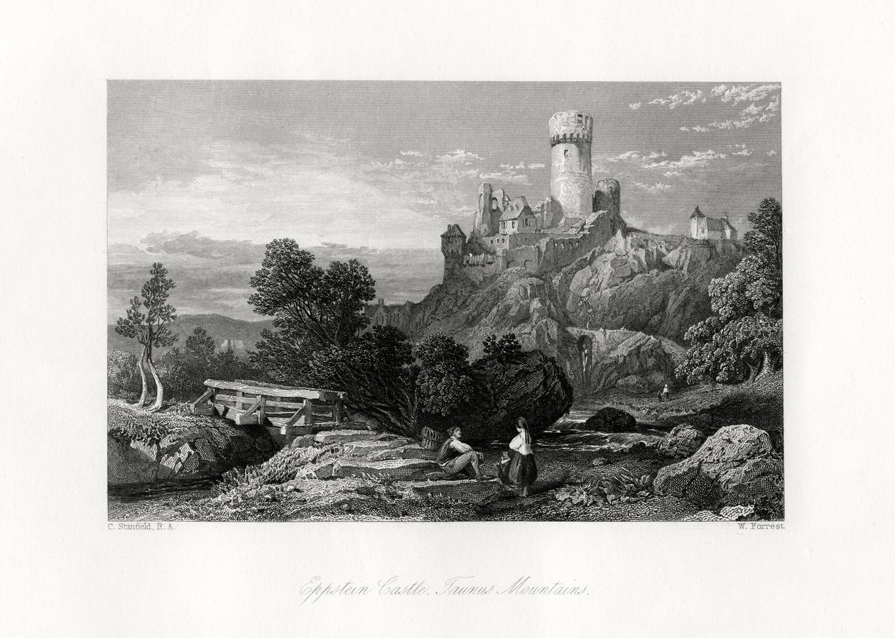 Eppstein Castle, Taunus-bjergene, Tyskland, 1800-tallet af W. Forrest