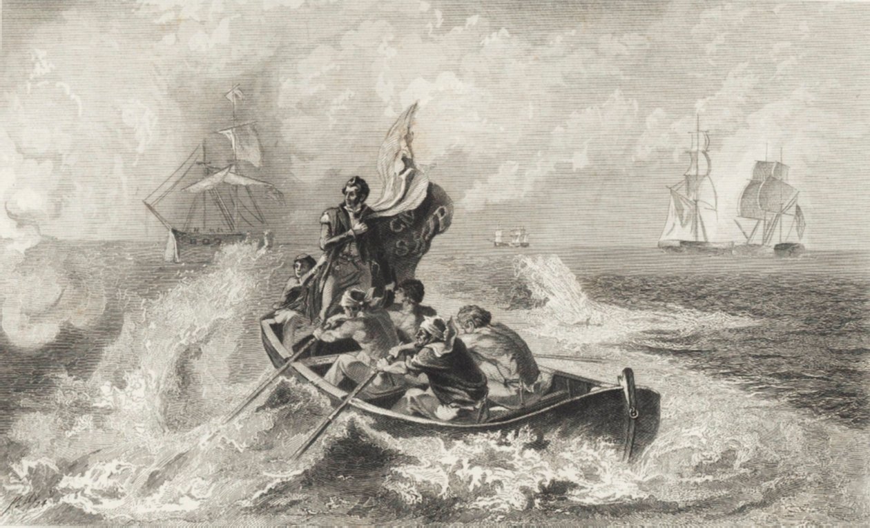 Slaget ved Lake Erie (litho) af John Ward Dunsmore