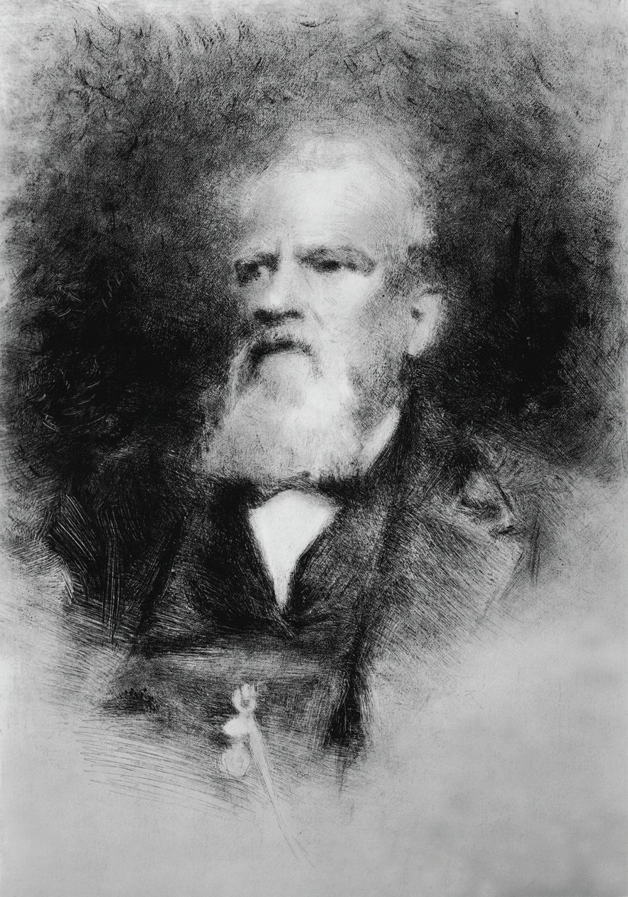 Portræt af Alberto Mazzucato (1813-1877), italiensk komponist, radering af John Ward Dunsmore
