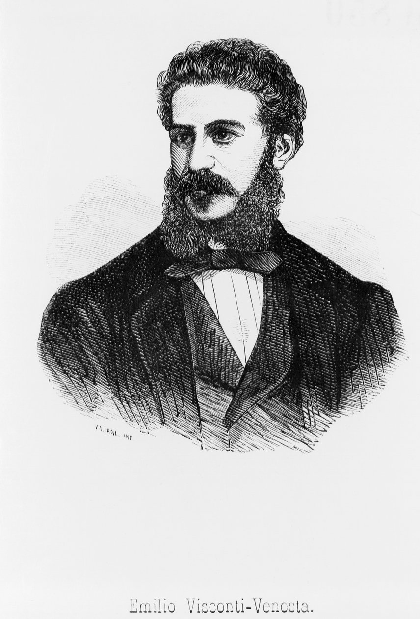 Portræt af Emilio, markis Visconti-Venosta (1829-1914), patriot, italiensk statsmand og diplomat, der var senator og udenrigsminister for Kongeriget Italien af John Ward Dunsmore