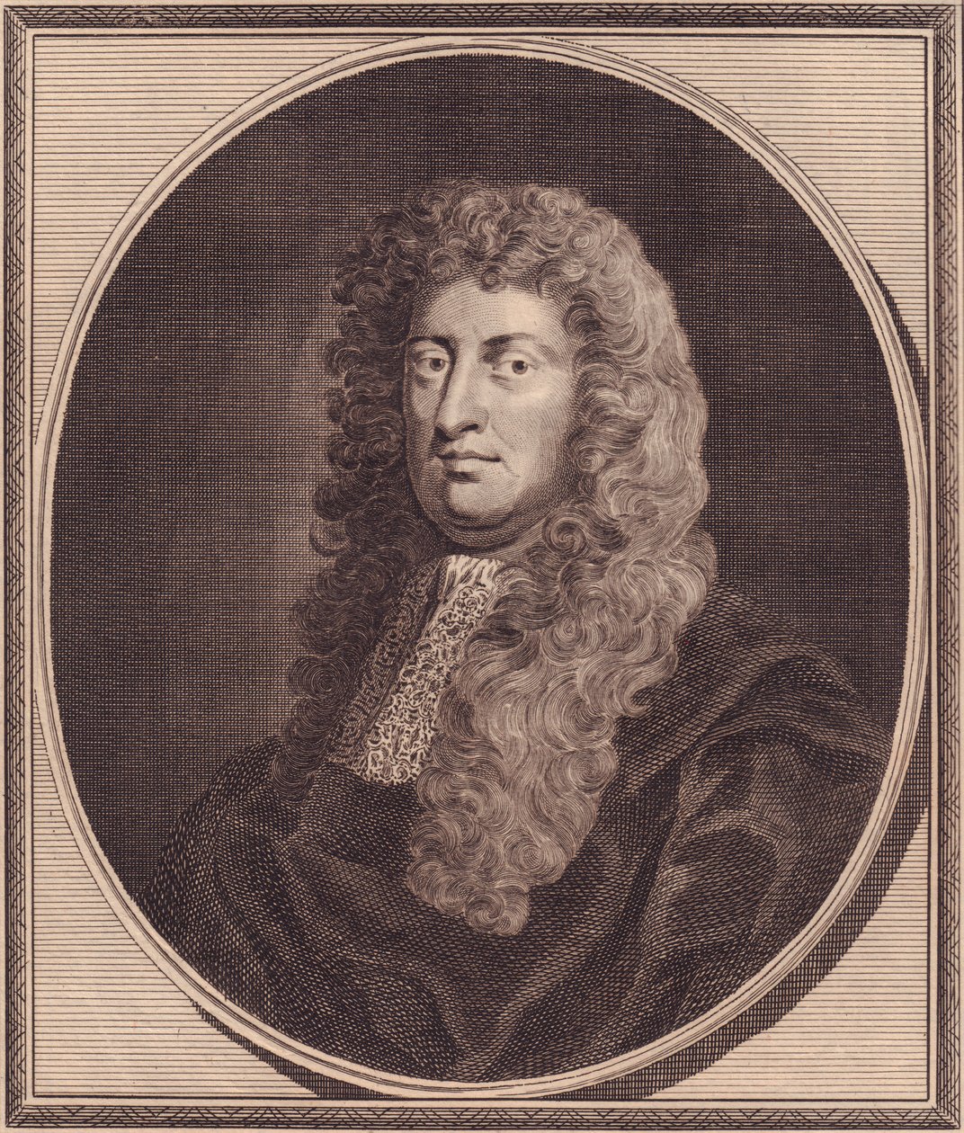 Portræt af den engelske politiker William Russell, Lord Russell (1639-1683), kobberstik af John Goldar (1729-1795) fra maleri af G Kneller af John Ward Dunsmore