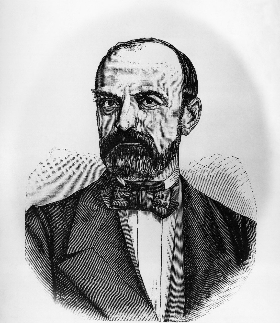 Portræt af Giovanni Lanza (1810-1882), italiensk politiker, der var formand for Ministerrådet i Kongeriget Italien fra 1869 til 1873, gravering af John Ward Dunsmore