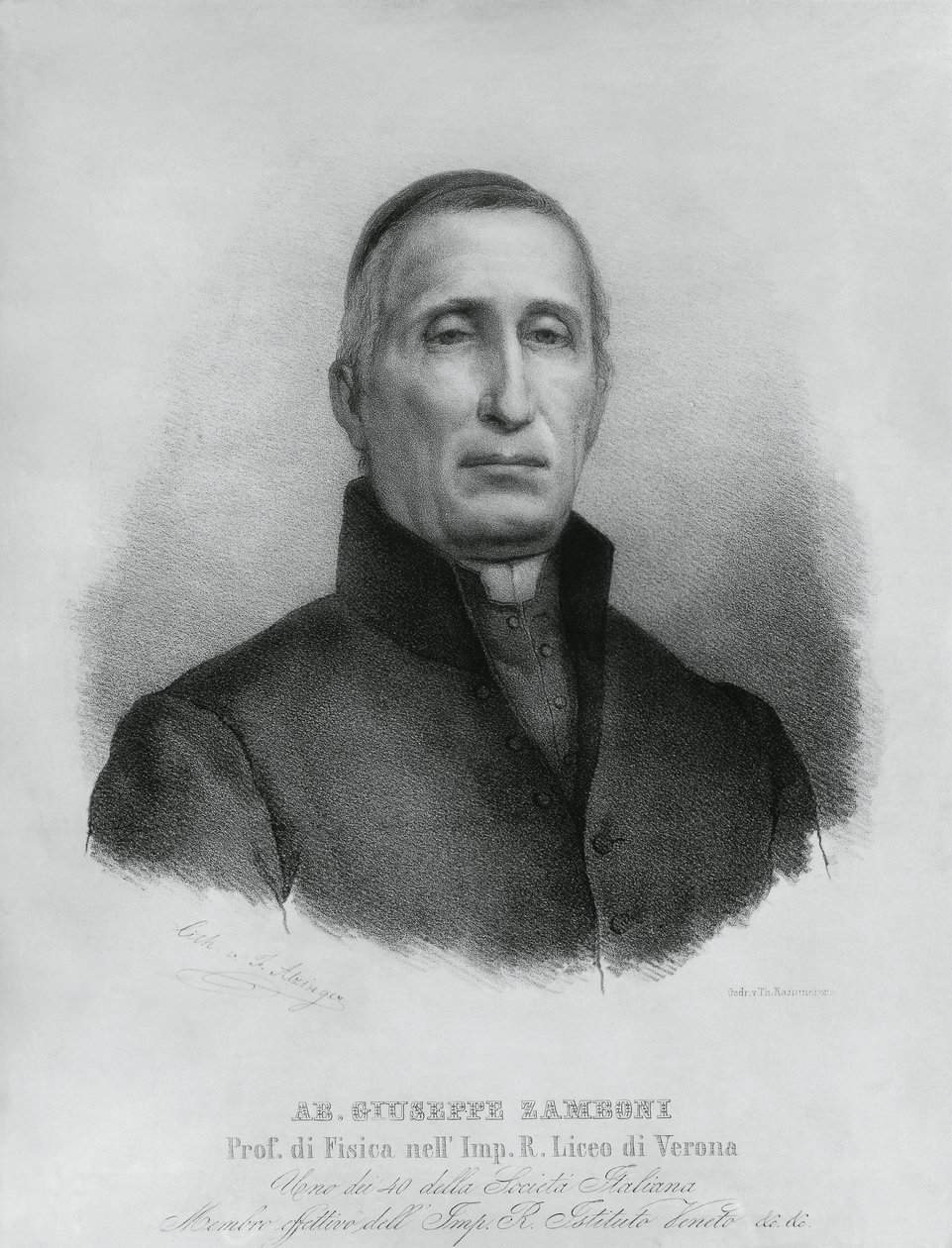 Portræt af Giuseppe Zamboni (1776-1846), italiensk katolsk præst og fysiker af John Ward Dunsmore