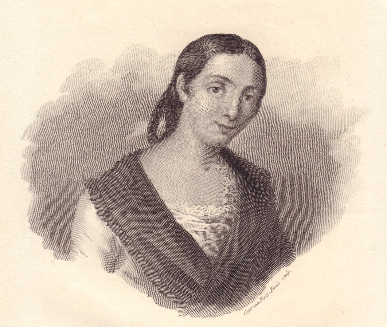 Portræt af den italienske forfatter Giustina Renier Michiel (1755-1832), kobberstik af John Ward Dunsmore