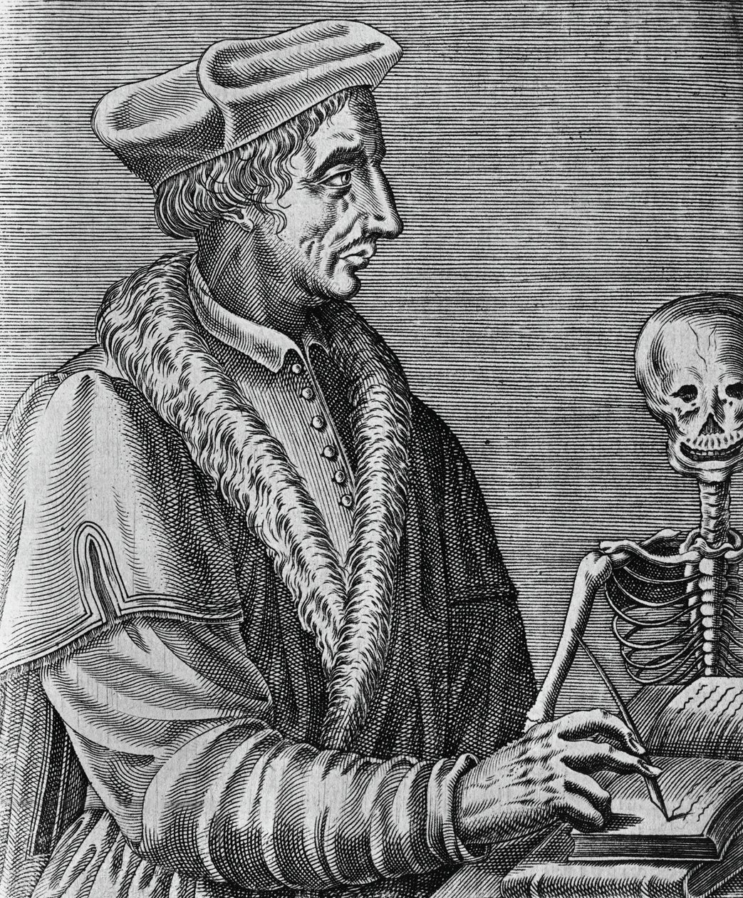Portræt af Jean Francois Fernel (1497-1558), fransk læge, astronom og matematiker, gravering af Nicolas II de Larmessin (ca 1638-1694) af John Ward Dunsmore