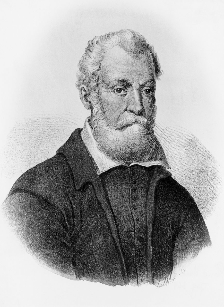 Portræt af Luigi Pulci (1432-1484), italiensk digter, gravering af John Ward Dunsmore