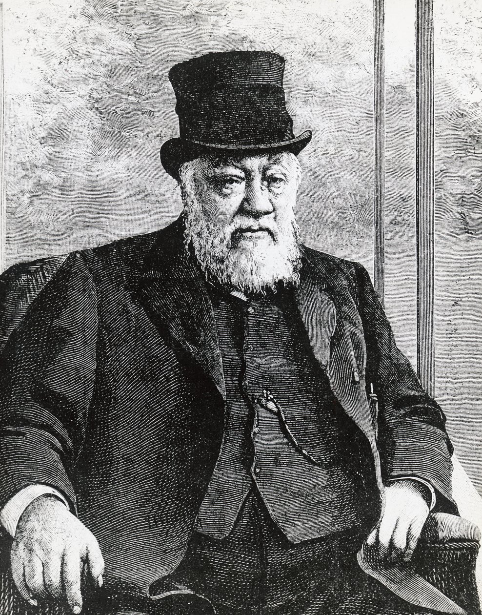 Portræt af Stephanus Johannes Paulus Kruger (1825-1904), præsident for Den Sydafrikanske Republik (eller Transvaal), ledede boerkrigen mod englænderne, gravering af John Ward Dunsmore