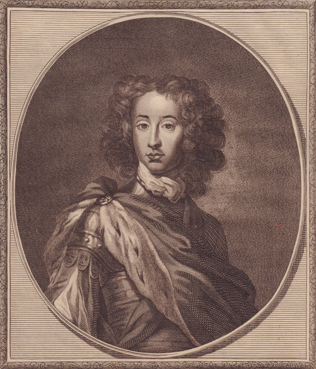 Portræt af Vilhelm af Danmark og Norge, hertug af Gloucester (1689-1700), kobberstik af John Goldar (1729-1795) fra maleri af G Kneller, 20x17 cm, fra History of England af Paul de Rapin, Harrison