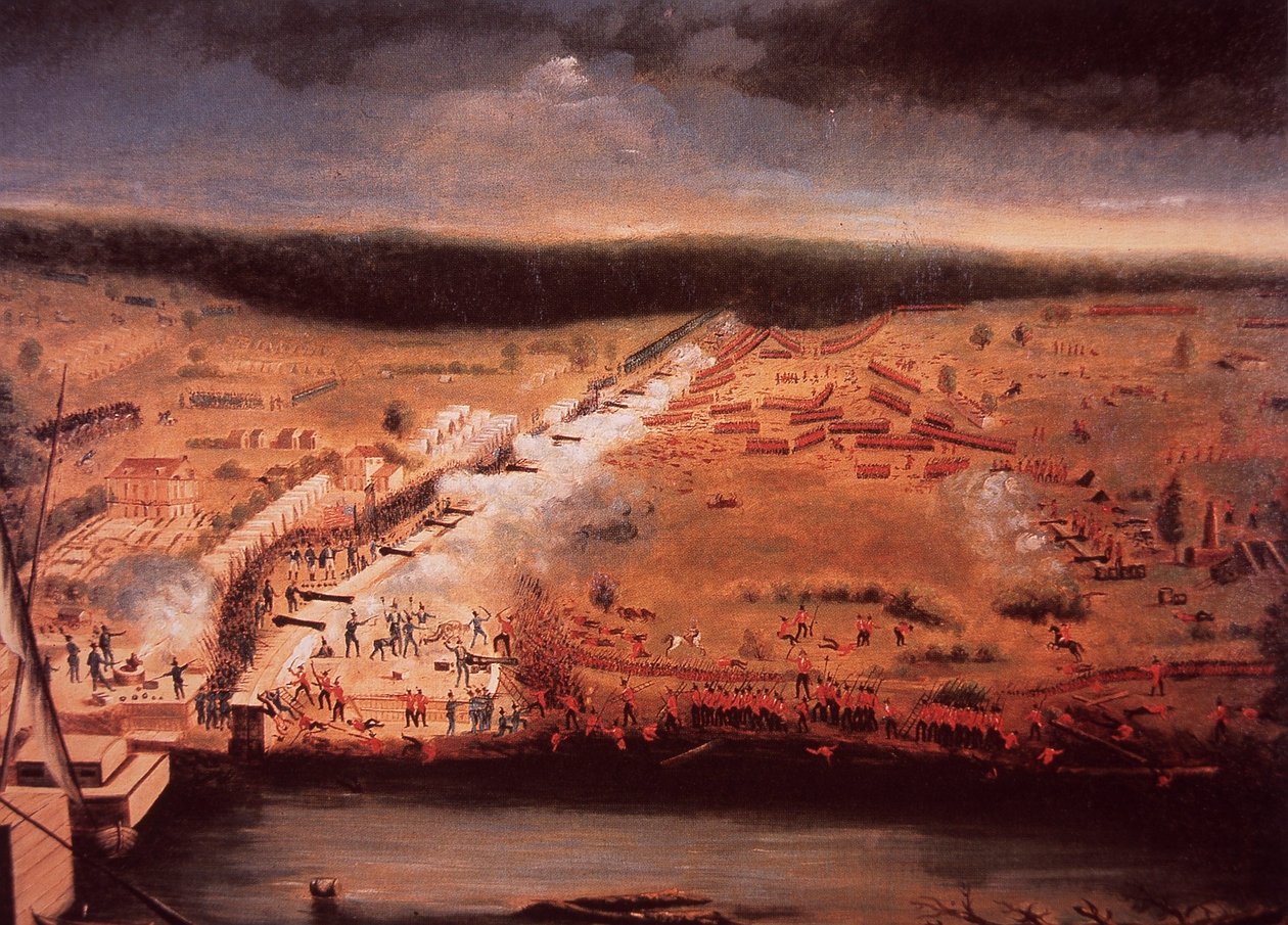 Slaget ved New Orleans (farve litho) af John Ward Dunsmore