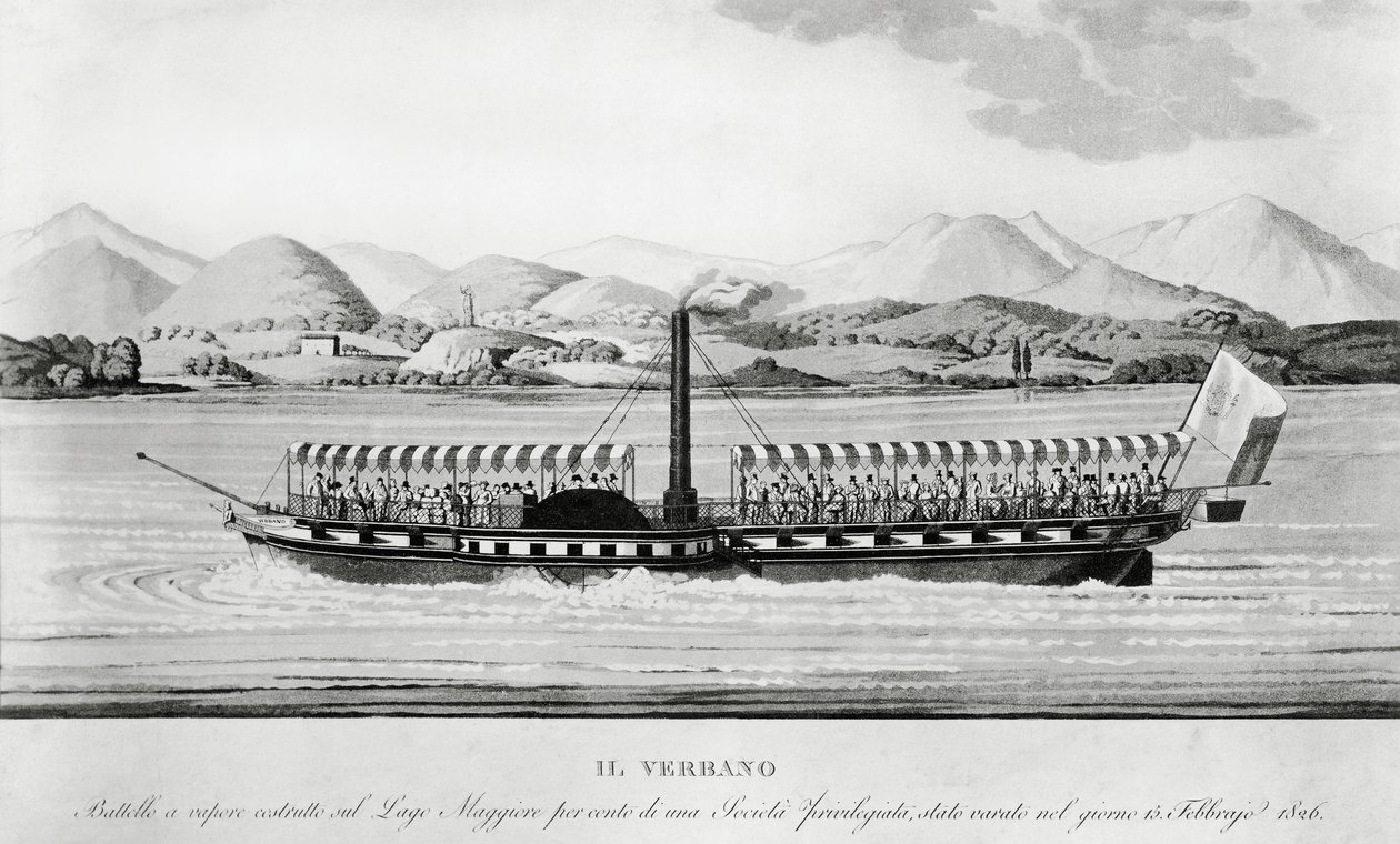 Verbano, første dampskib taget i brug på Lago Maggiore af John Ward Dunsmore