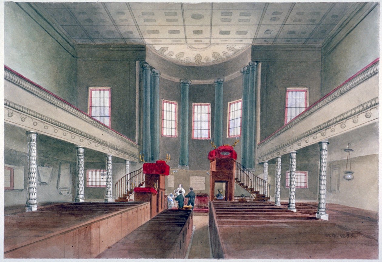 Indvendig udsigt af St Pancras New Church, London, 1855 af W Guest