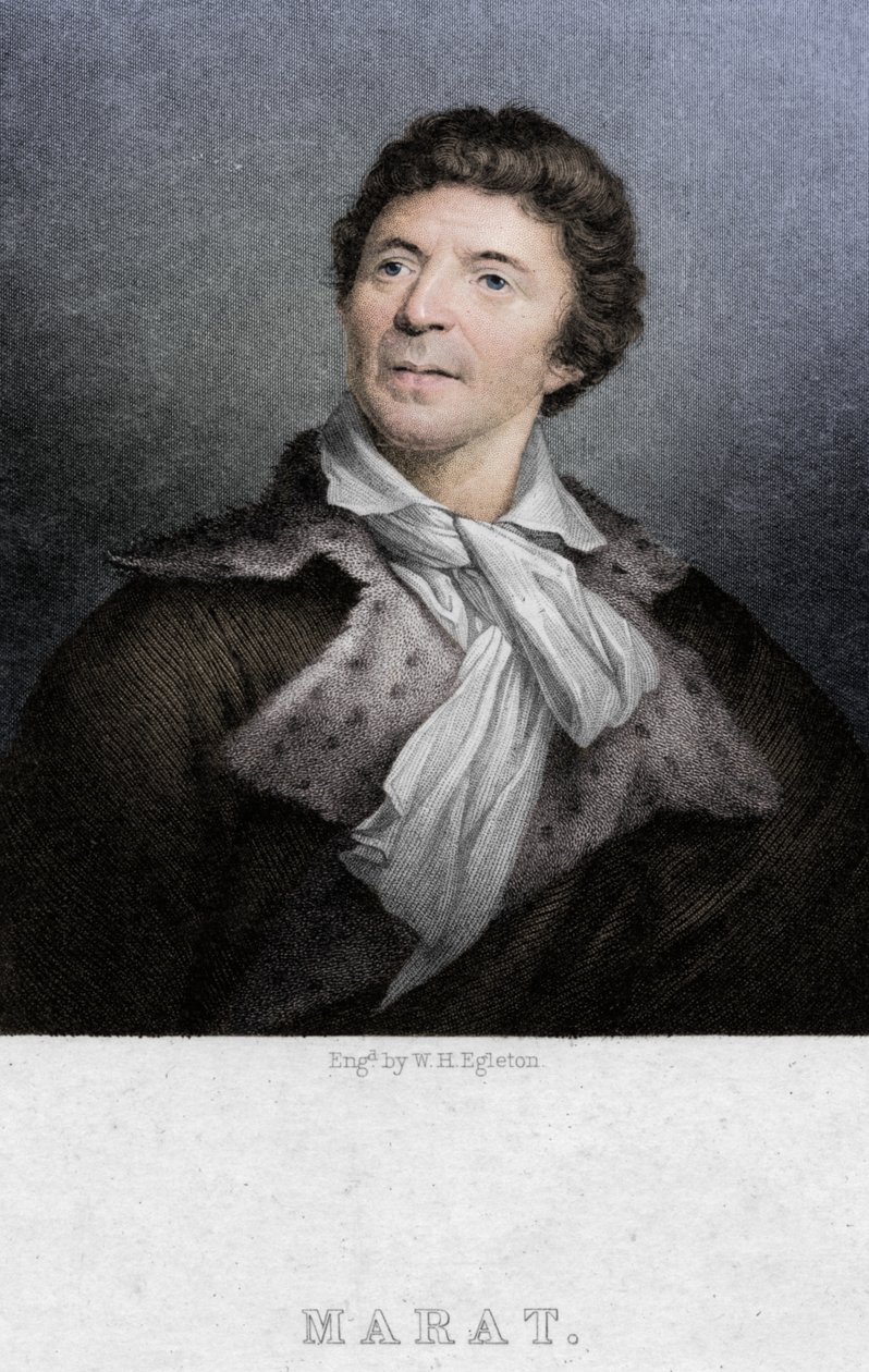 Jean-Paul Marat 1743-1793, læge, videnskabsmand og politisk teoretiker, c1830 af W. H. Egleton