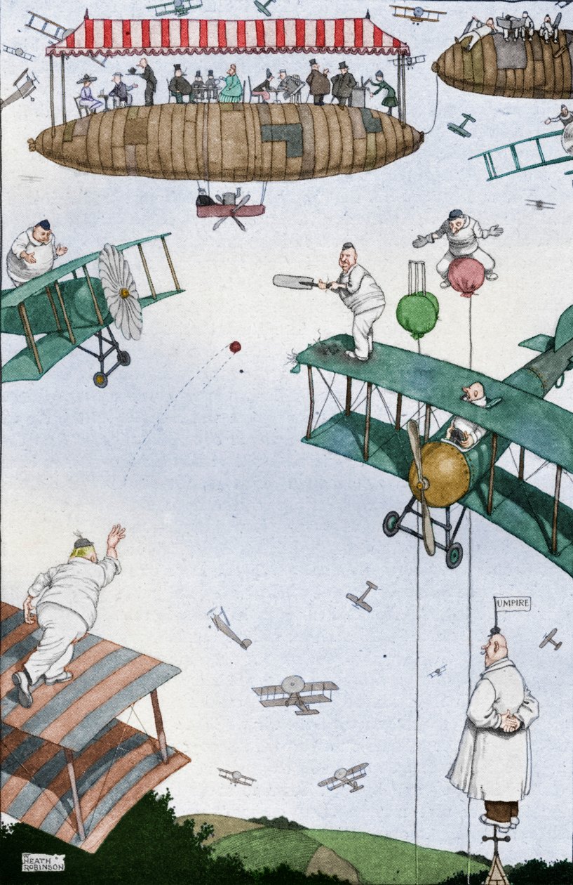 Fremtidens Aerial Cricket Match, c1918 1919 af William Heath Robinson