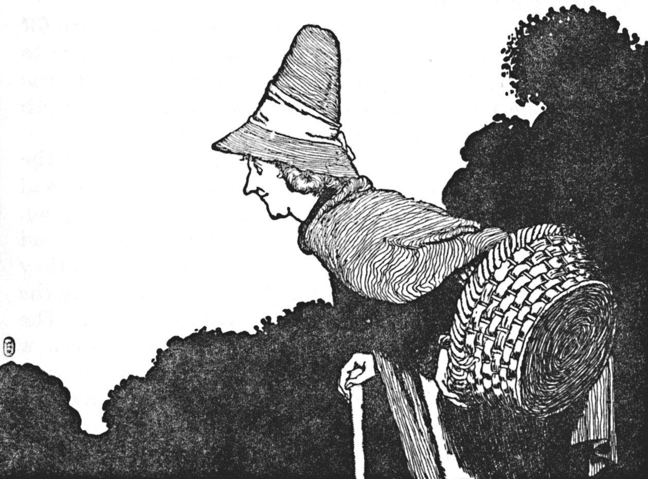 Og mødte en gammel kvinde med en kurv fuld af bær, c1930 af William Heath Robinson