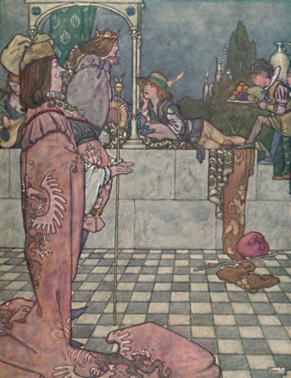 Han kom ikke for at bejle til hende, sagde han, c1930 af William Heath Robinson