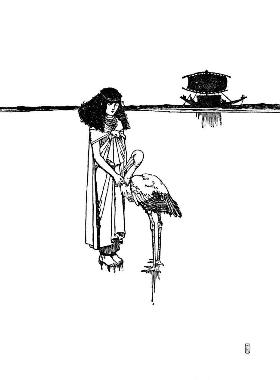 Placerede det gyldne kredsløb om hans hals, c1930 af William Heath Robinson