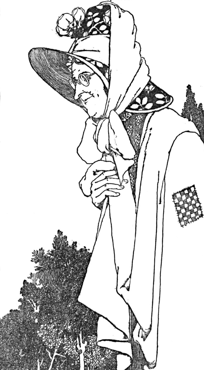 Hun bar en stor hat, med de smukkeste blomster på, c1930 af William Heath Robinson