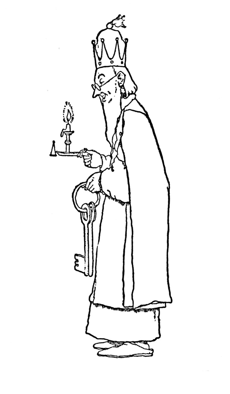 Den gamle konge gik selv ud for at åbne den, c1930 af William Heath Robinson
