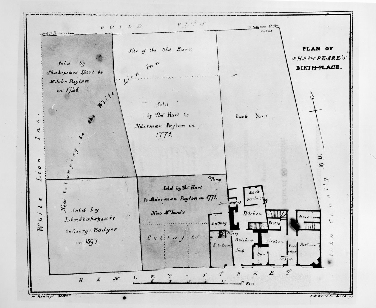 Plan over Shakespeares fødested af W. Heming