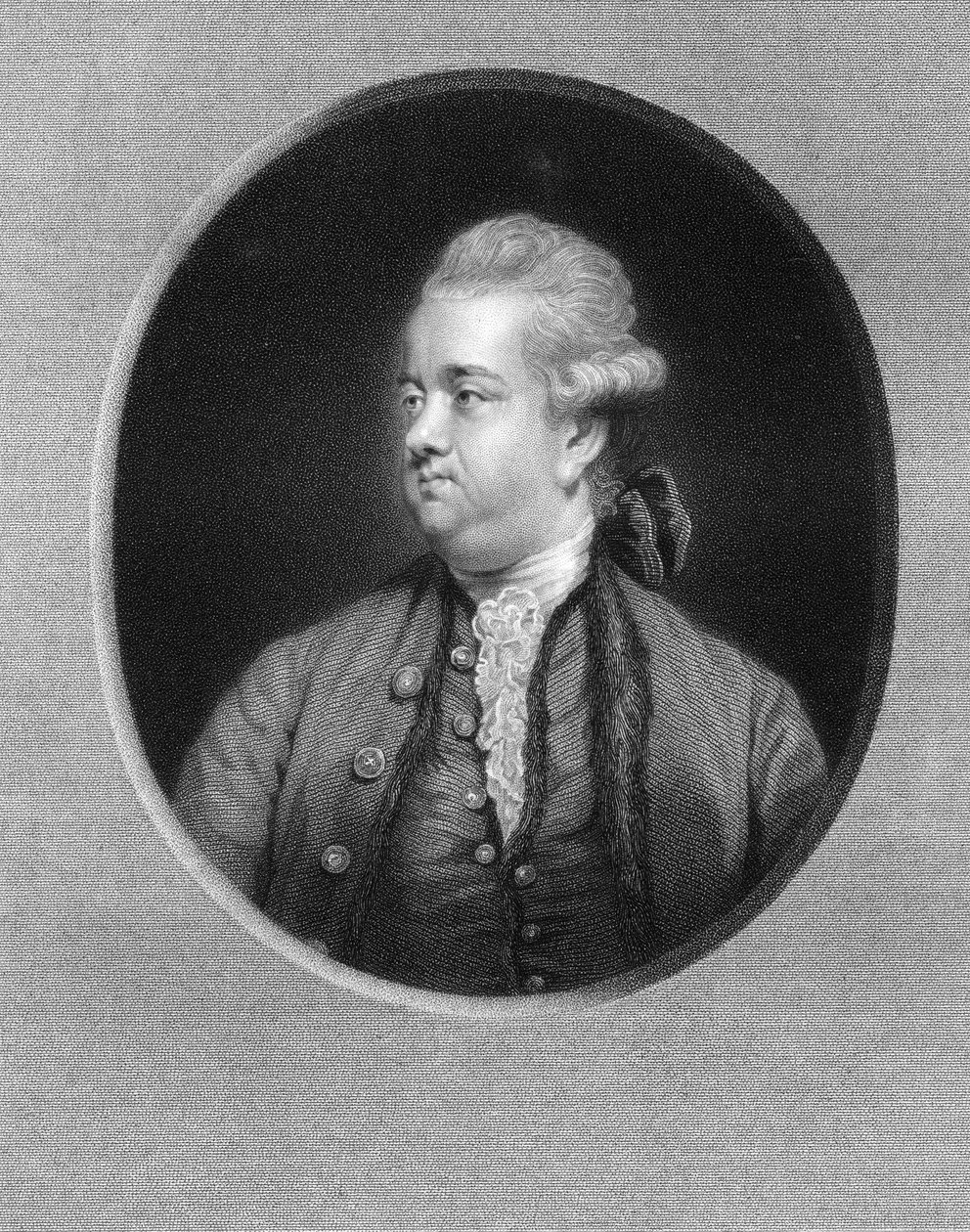 Edward Gibbon, britisk historiker fra det 18. århundrede, 1836. af W. Holl