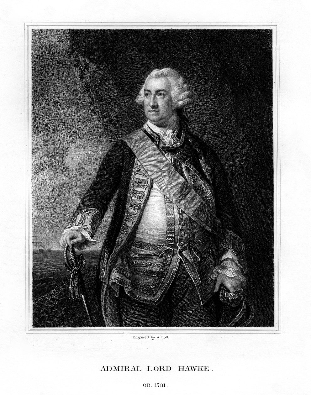 Edward Hawke, 1st Baron Hawke, britisk admiral, 1833. af W. Holl
