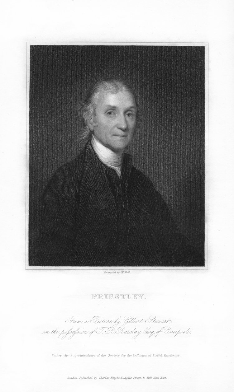 Joseph Priestley, engelsk kemiker og presbyteriansk minister, 1836. af W. Holl