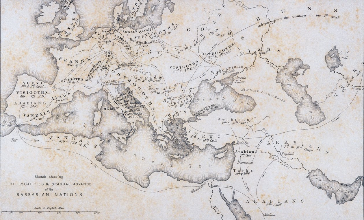 De barbariske nationers lokaliteter og gradvise fremskridt, c.1850 af W Hughes